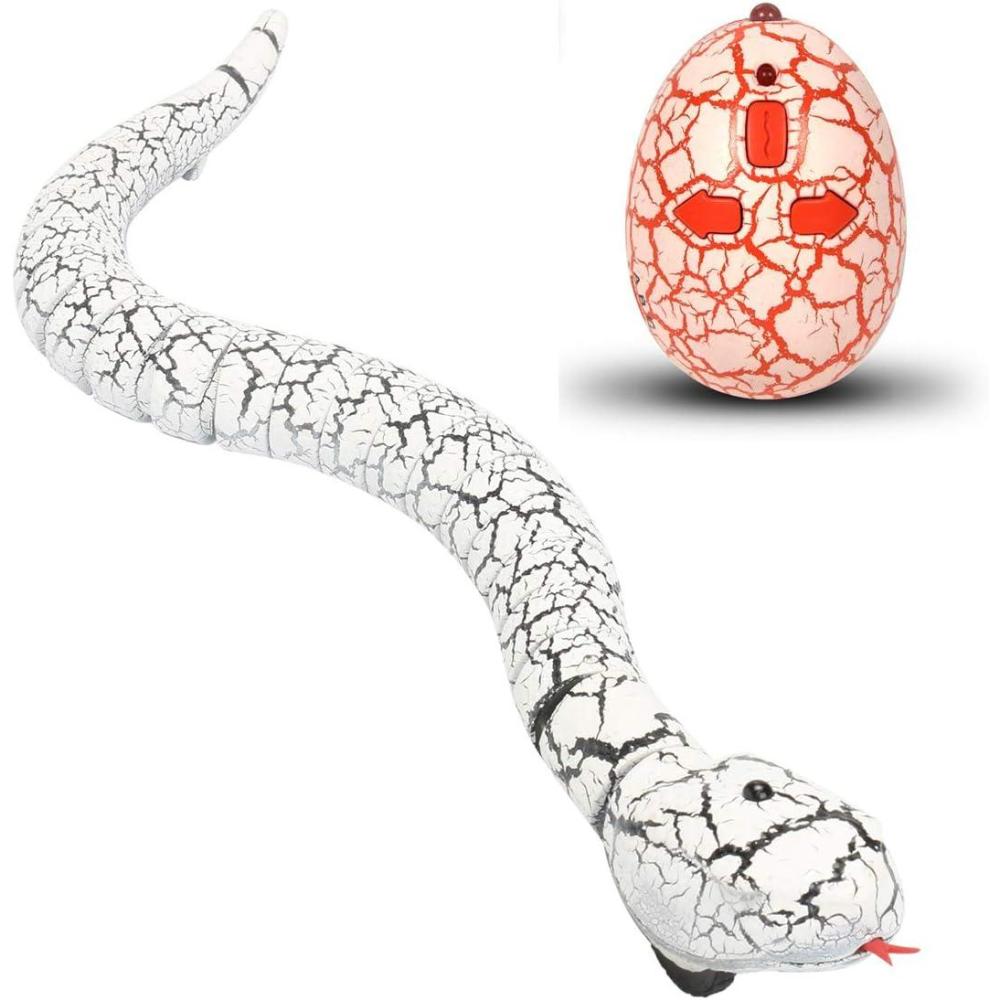 image:imageLiberty Imports 16 Inch Remote Control Rattle Snake Toy Realistic Reptile Robot with Egg Shaped Infrared Receiver RC Snake Prank Toy Ideal Gift for Kids or for Adults WhiteWhite