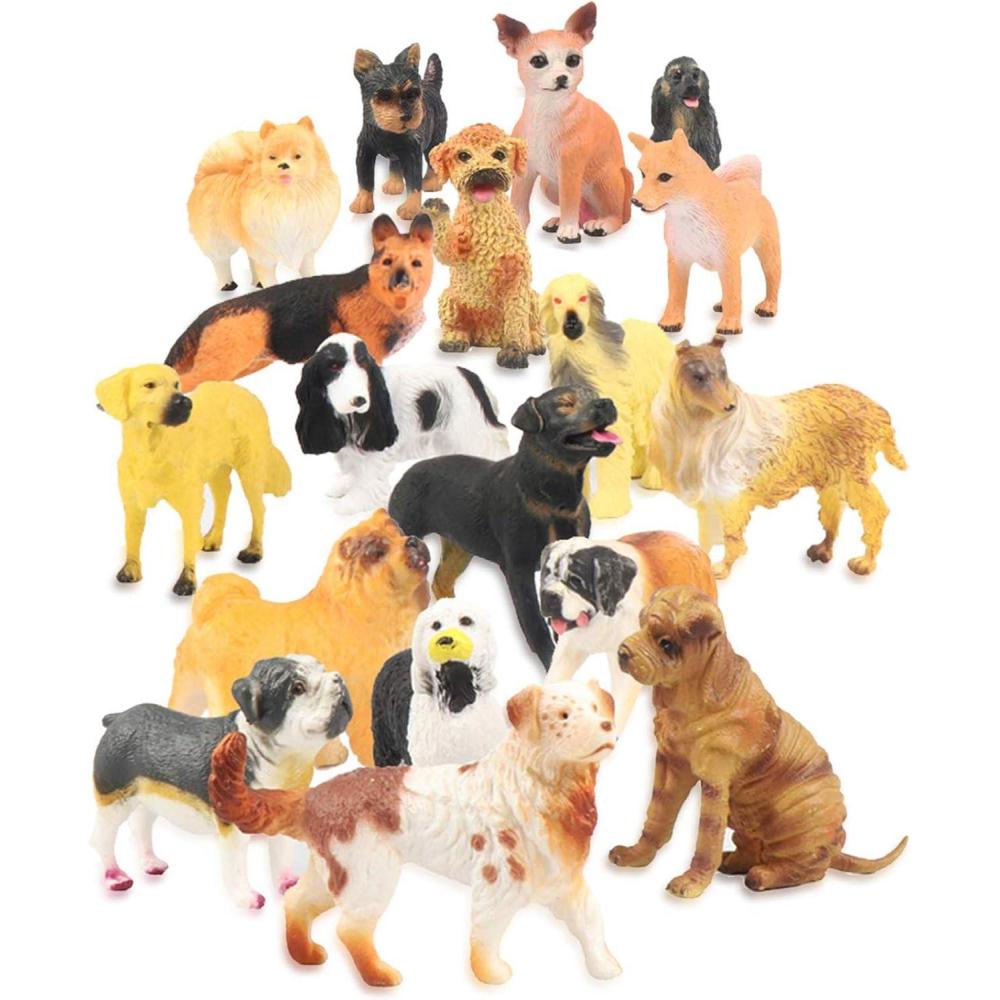 image:imageLiberty Imports 18 PCS Large Dog Figurines Playset 4 Toy Pet Puppy Realistic Play Figures Canine Bulk Animal Variety Cake Toppers Party Favors for Kids