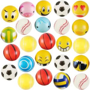 24 Pack – Mini Soft Foam Squeeze Balls, 2.5″ Toy Stress Relief Bulk Educational Novelties for Kids, School, Classroom, Party Favors, Rewards (Variety (2.5″))
