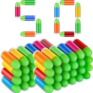 50 PCS Colt Toy Gun Pistol Revolver Replacement Rubber Bullets Ammo Refill Pack – Rubber Tip Glow in the Dark Toy Gun Bullets Mixed Color, Compatible with M1911 Toy Gun, C96 Toy Gun and 45 ACP Toy Gun