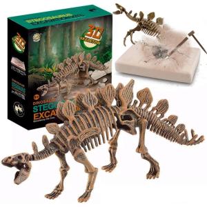 Dig & Discover Dino Triceratops Dinosaur Skeleton 3D Fossil Bones Excavation, Science Educational Toy Kit for Kids, Children(Stegosaurus)