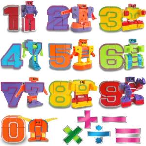 Liberty Imports 15 PCS Number Robots Transforming Toys Set – Math Counting Numerical Transform Robot Figures, Educational STEM Learning Bots for Kids