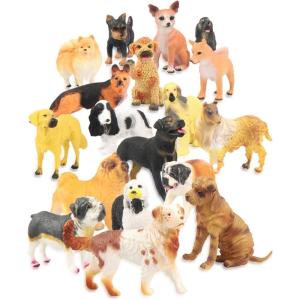Liberty Imports 18 PCS Large Dog Figurines Playset, 4″ Toy Pet Puppy Realistic Play Figures, Canine Bulk Animal Variety Cake Toppers, Party Favors for Kids