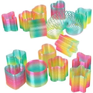 Liberty Imports 24 PCS Mini Rainbow Magic Springs Multi-shape Assortment in Bulk for Birthday Party Favors, Prize, Goodie Bag Fillers (2 Inches)