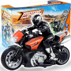 Liberty Imports 2.4G RC Remote Control Stunt Motorcycle with Riding Figure, 1:10 Scale High Speed Cross Country 360 Degree Rotation Drift Shockproof Racing Motorbike (Green)(Orange)