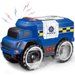 Liberty Imports Big Wheel Police Monster Truck Toy, Friction Powered Police Car for Kids with Lights & Sounds – Large Wheels, Opening Doors, and Realistic Police Siren Effects