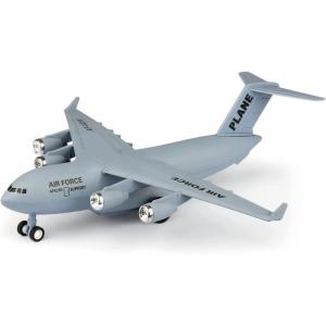 Liberty Imports Diecast Metal Military Cargo Transport Airplane – 1:400 Scale Alloy Model Carrier Aircraft with Pullback Action, Lights and Sound