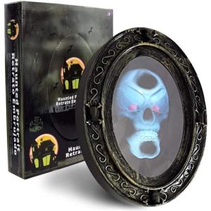 Liberty Imports Scary Motion Activated Skull Haunted Mirror with Creepy Sound and Light, Horror Prop for Indoor Halloween Party Decorations