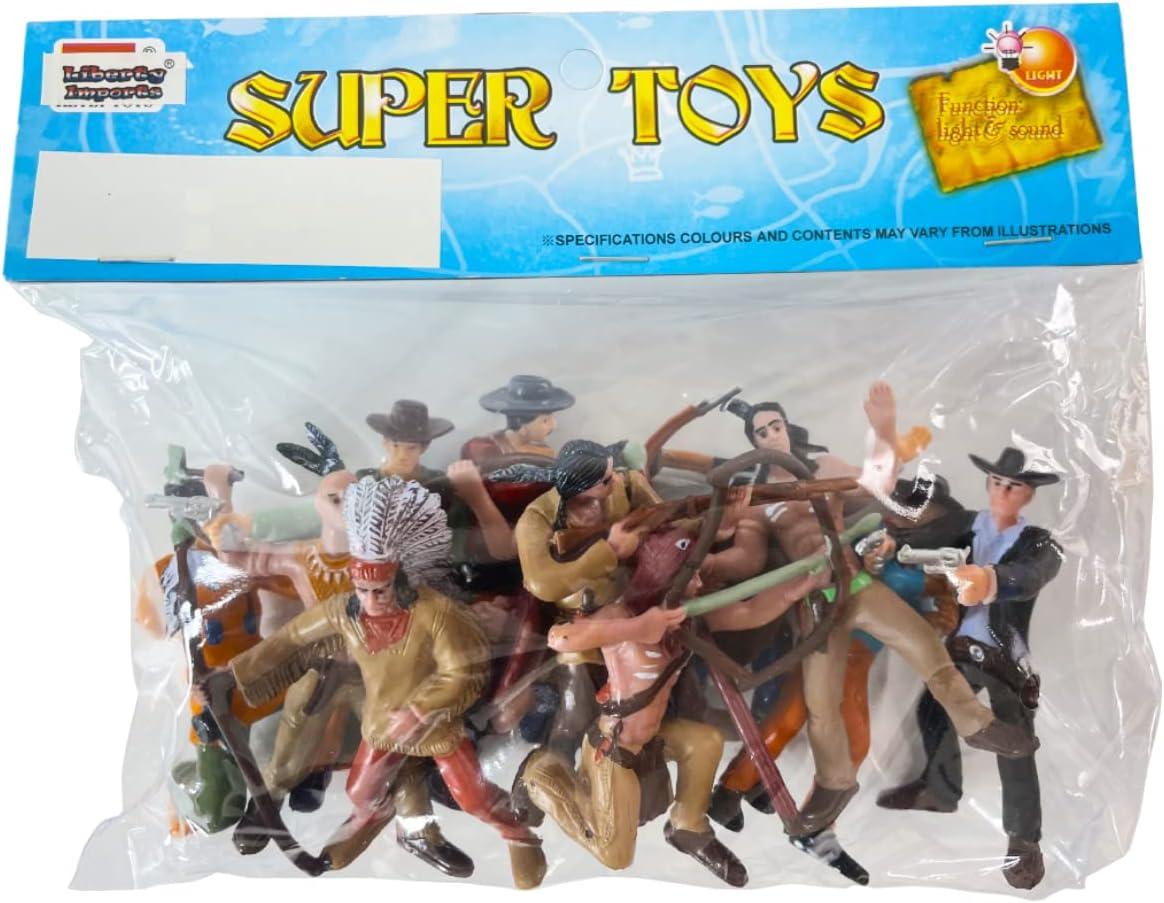 image:imageLiberty Imports 12 PCS Cowboy and Indian Figures Mini Wild West and Native American Toy Figurines with Realistic Details Western Cake Toppers Party Favors for Kids