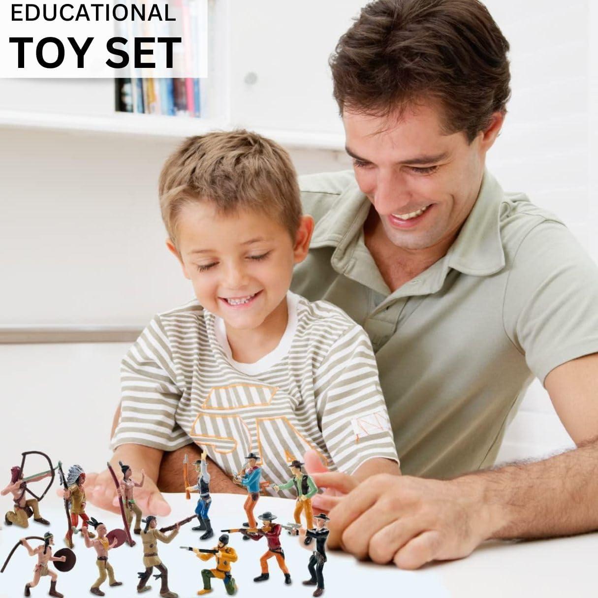 image:imageLiberty Imports 12 PCS Cowboy and Indian Figures Mini Wild West and Native American Toy Figurines with Realistic Details Western Cake Toppers Party Favors for Kids