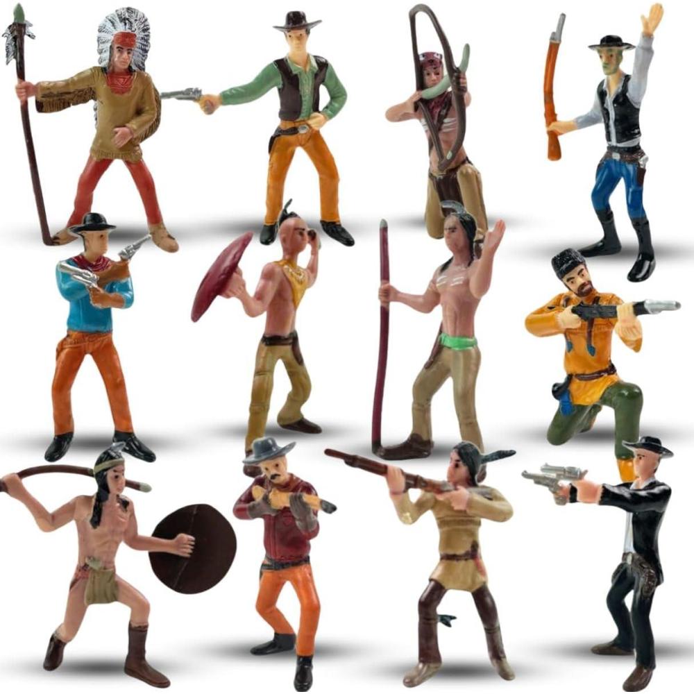 image:imageLiberty Imports 12 PCS Cowboy and Indian Figures Mini Wild West and Native American Toy Figurines with Realistic Details Western Cake Toppers Party Favors for Kids