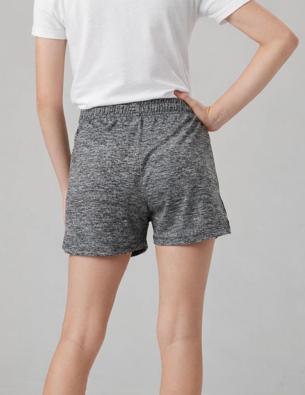 image:image4 Pack Youth Girls Athletic Shorts 3 Girls Soccer Shorts Kids Workout Gym Clothes Activewear Apparel with Zipper PocketsBlueNavyBlackLavender