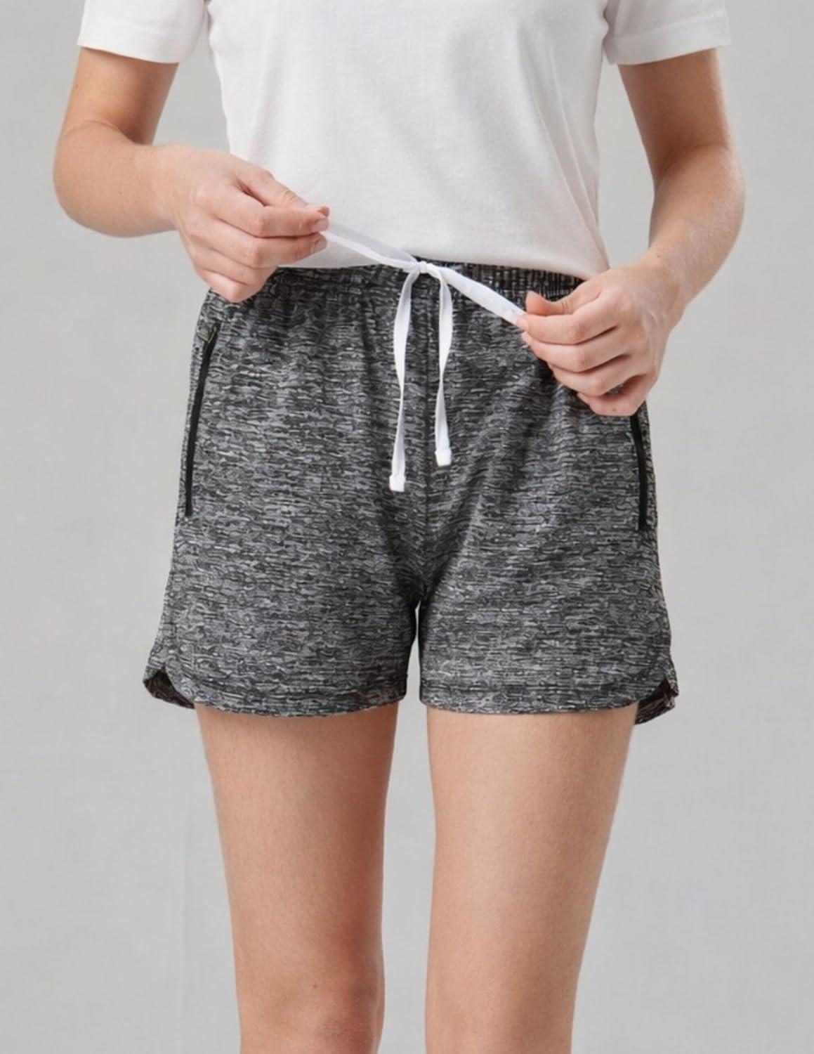 image:image4 Pack Youth Girls Athletic Shorts 3 Girls Soccer Shorts Kids Workout Gym Clothes Activewear Apparel with Zipper PocketsBlueNavyBlackLavender