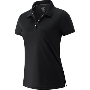 3 Pack Women’s Athletic Dry Fit Polo Shirts, Wicking Short Sleeve Collared Golf T Shirt Tennis Tops(Black)