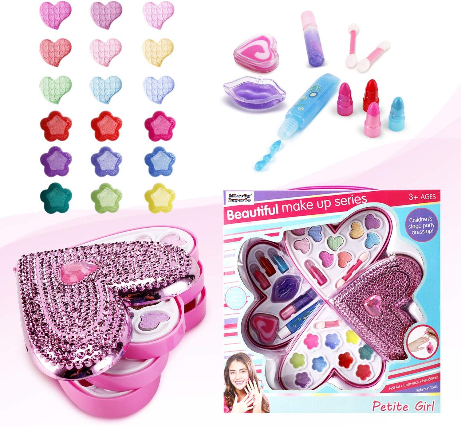 image:imagePetite Girls Heart Shaped Cosmetics Play Set Kids Makeup Kit for Girls Washable Toddler Pretend Play Makeup Set