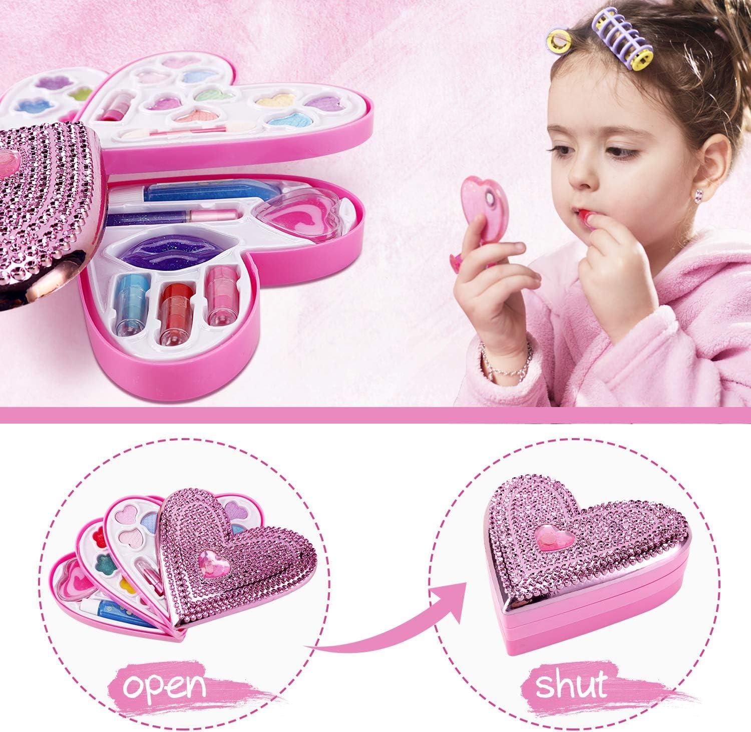 image:imagePetite Girls Heart Shaped Cosmetics Play Set Kids Makeup Kit for Girls Washable Toddler Pretend Play Makeup Set