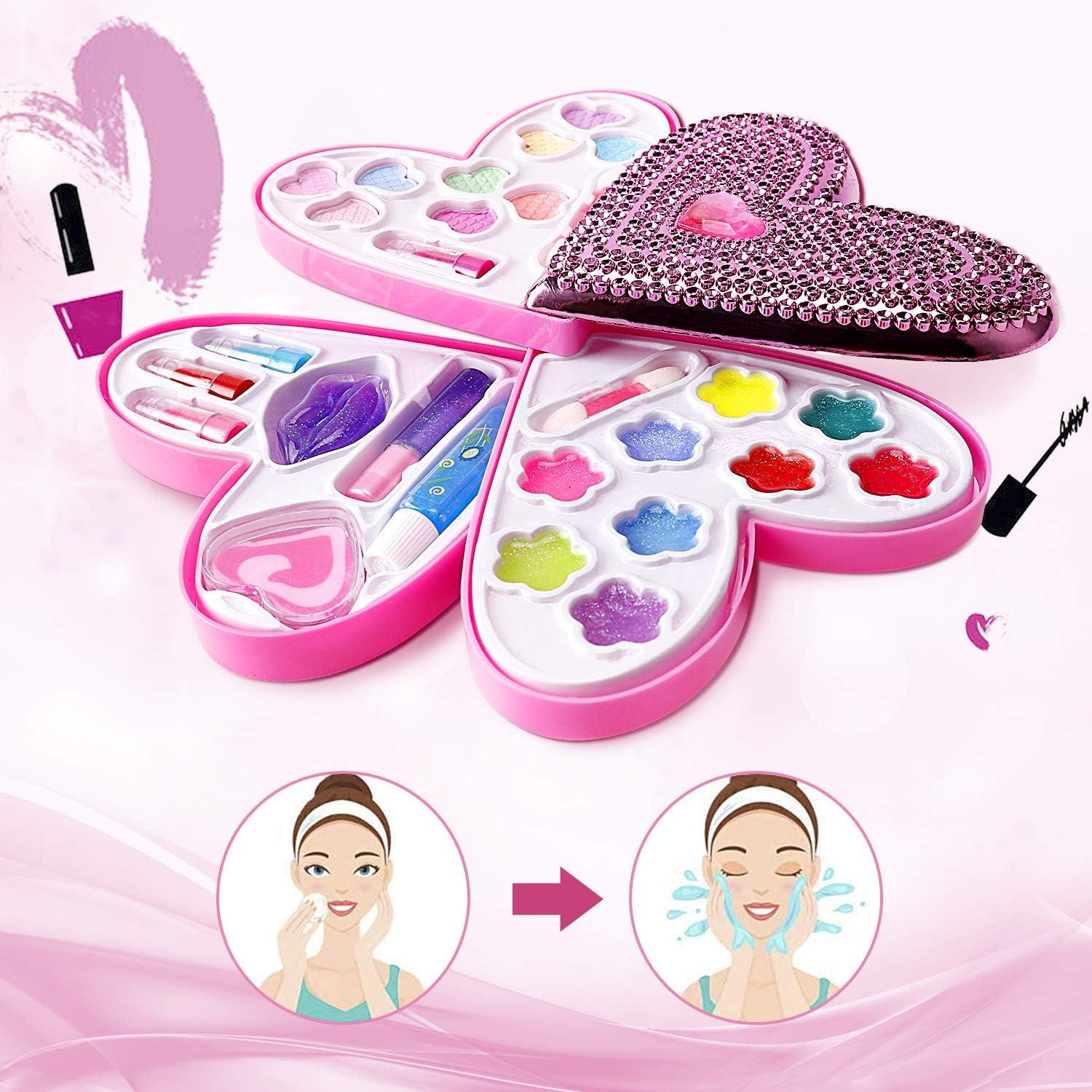 image:imagePetite Girls Heart Shaped Cosmetics Play Set Kids Makeup Kit for Girls Washable Toddler Pretend Play Makeup Set