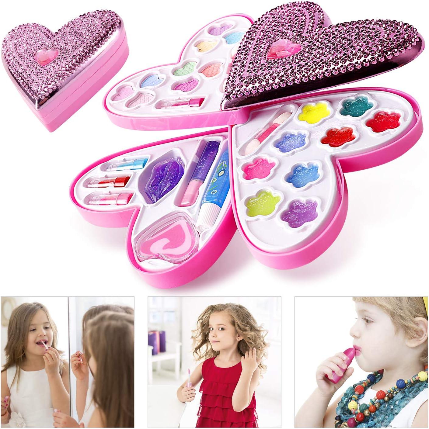 image:imagePetite Girls Heart Shaped Cosmetics Play Set Kids Makeup Kit for Girls Washable Toddler Pretend Play Makeup Set
