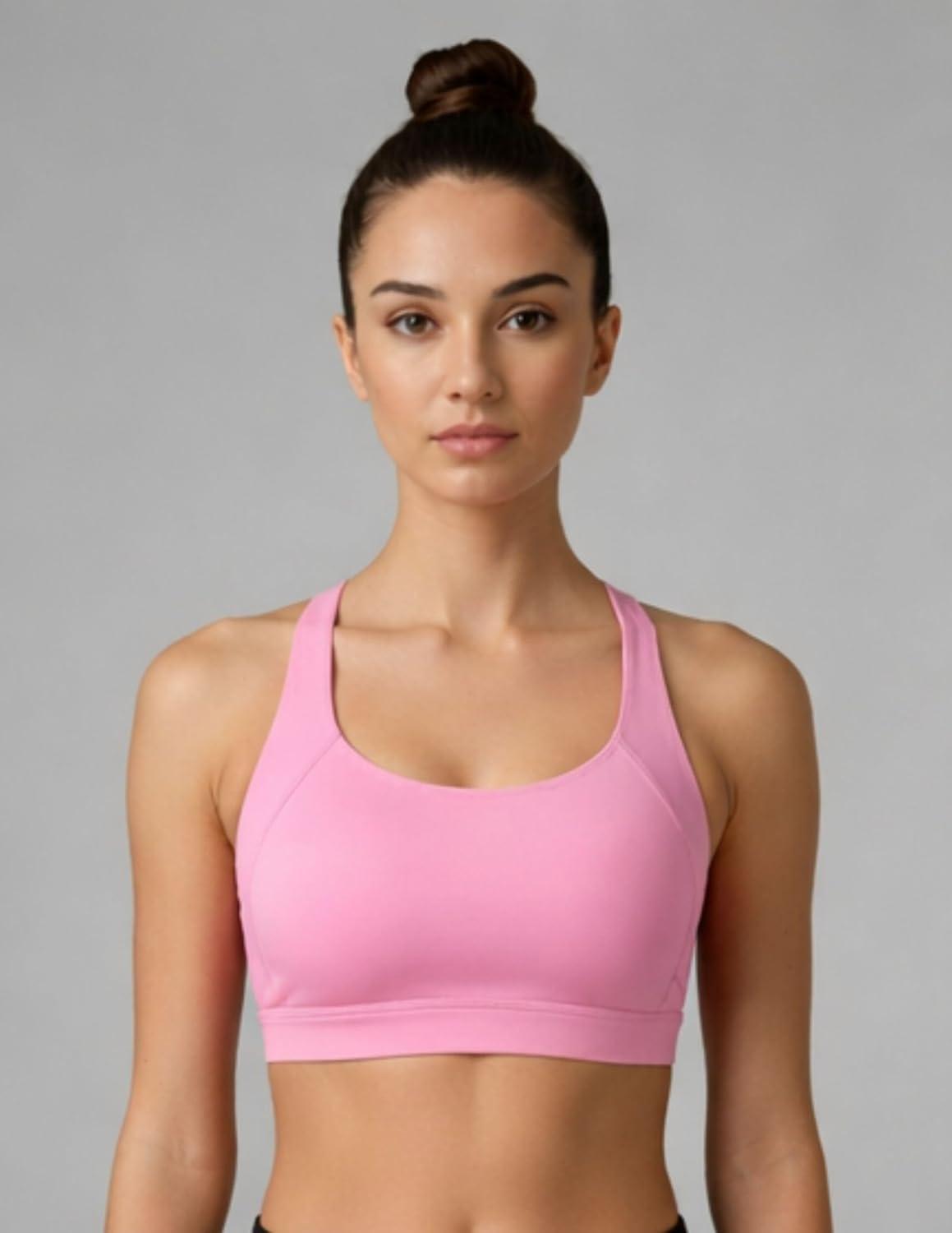 image:image2Pack High Impact Sports Bra for Women Sewnin Pads Molded Cups Adjustable Straps for Running Gym WorkoutBlackBlush Pink
