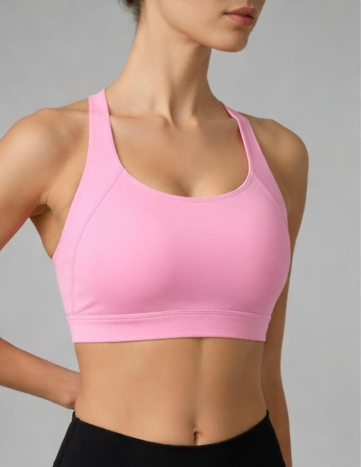 image:image2Pack High Impact Sports Bra for Women Sewnin Pads Molded Cups Adjustable Straps for Running Gym WorkoutBlackBlush Pink