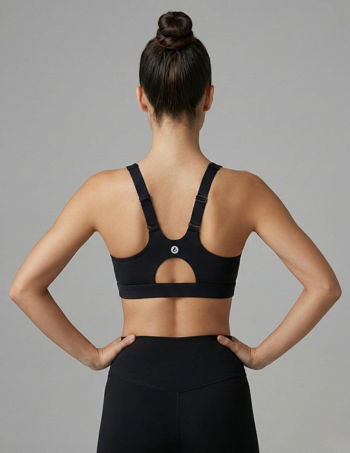 image:image2Pack High Impact Sports Bra for Women Sewnin Pads Molded Cups Adjustable Straps for Running Gym WorkoutBlackBlush Pink