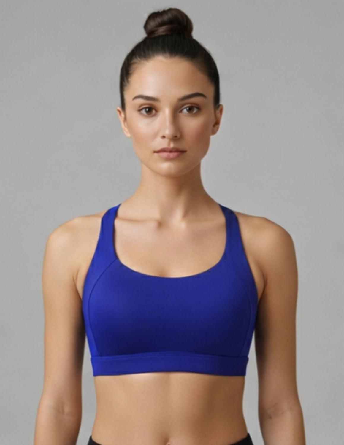 image:image2Pack High Impact Sports Bra for Women Sewnin Pads Molded Cups Adjustable Straps for Running Gym WorkoutBlackElectric Blue