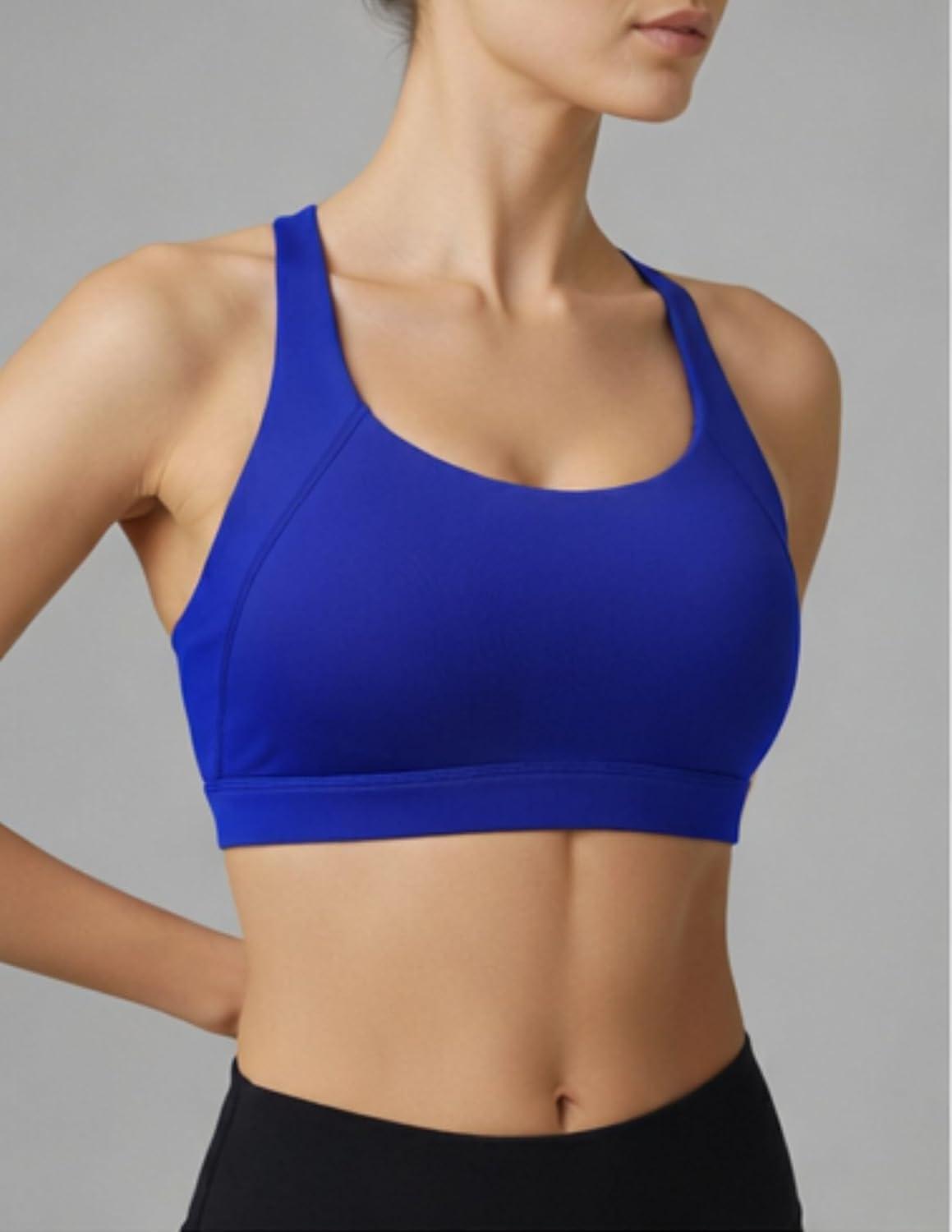 image:image2Pack High Impact Sports Bra for Women Sewnin Pads Molded Cups Adjustable Straps for Running Gym WorkoutBlackElectric Blue