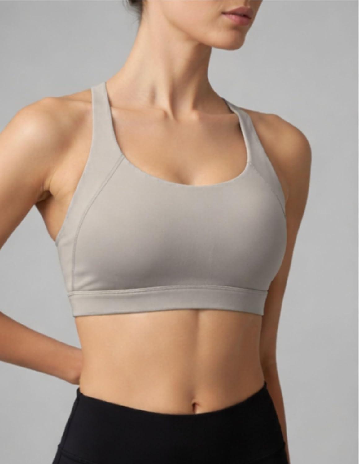image:image2Pack High Impact Sports Bra for Women Sewnin Pads Molded Cups Adjustable Straps for Running Gym WorkoutBlackGray