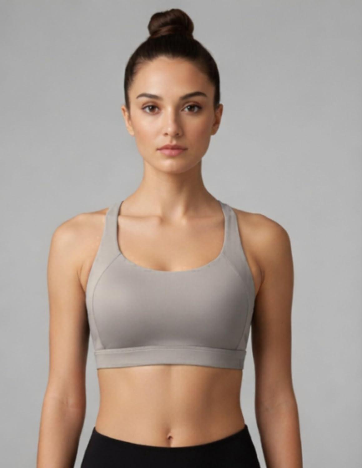 image:image2Pack High Impact Sports Bra for Women Sewnin Pads Molded Cups Adjustable Straps for Running Gym WorkoutBlackGray