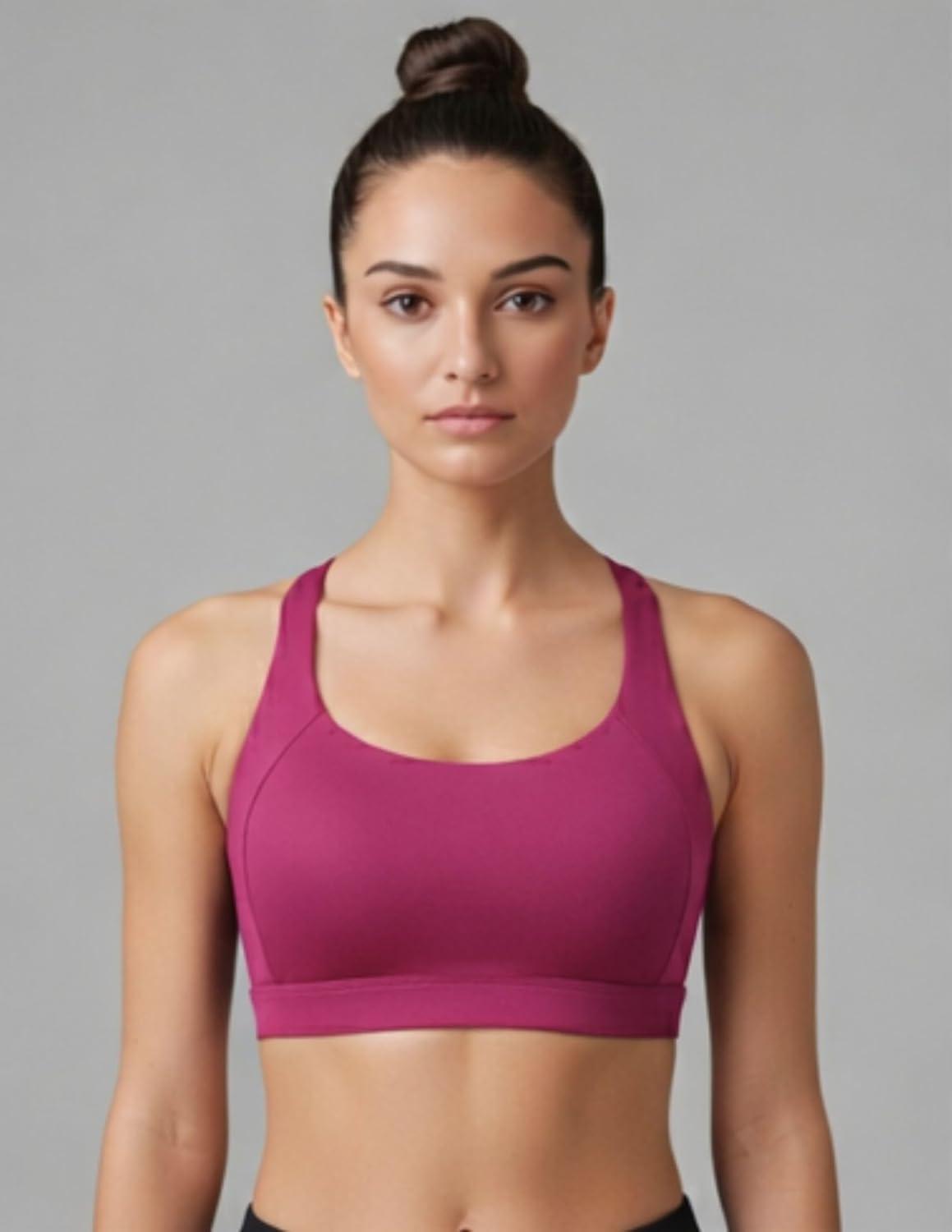 image:image2Pack High Impact Sports Bra for Women Sewnin Pads Molded Cups Adjustable Straps for Running Gym WorkoutBlackPlum