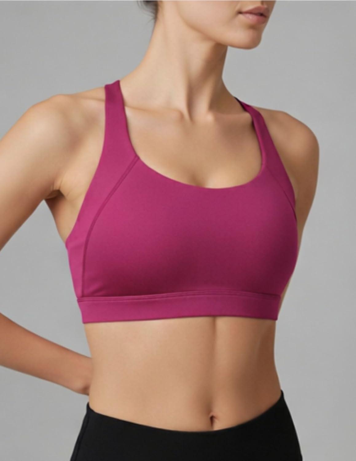 image:image2Pack High Impact Sports Bra for Women Sewnin Pads Molded Cups Adjustable Straps for Running Gym WorkoutBlackPlum