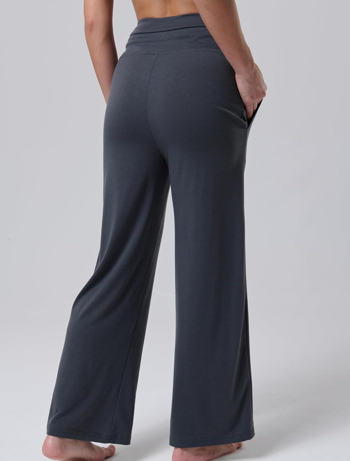 image:imageLiberty Pro Petite Womens Pajama Pants 26 Inseam Lightweight Ankle Length Wide Leg High Waisted Lounge Pants with PocketsCharcoal