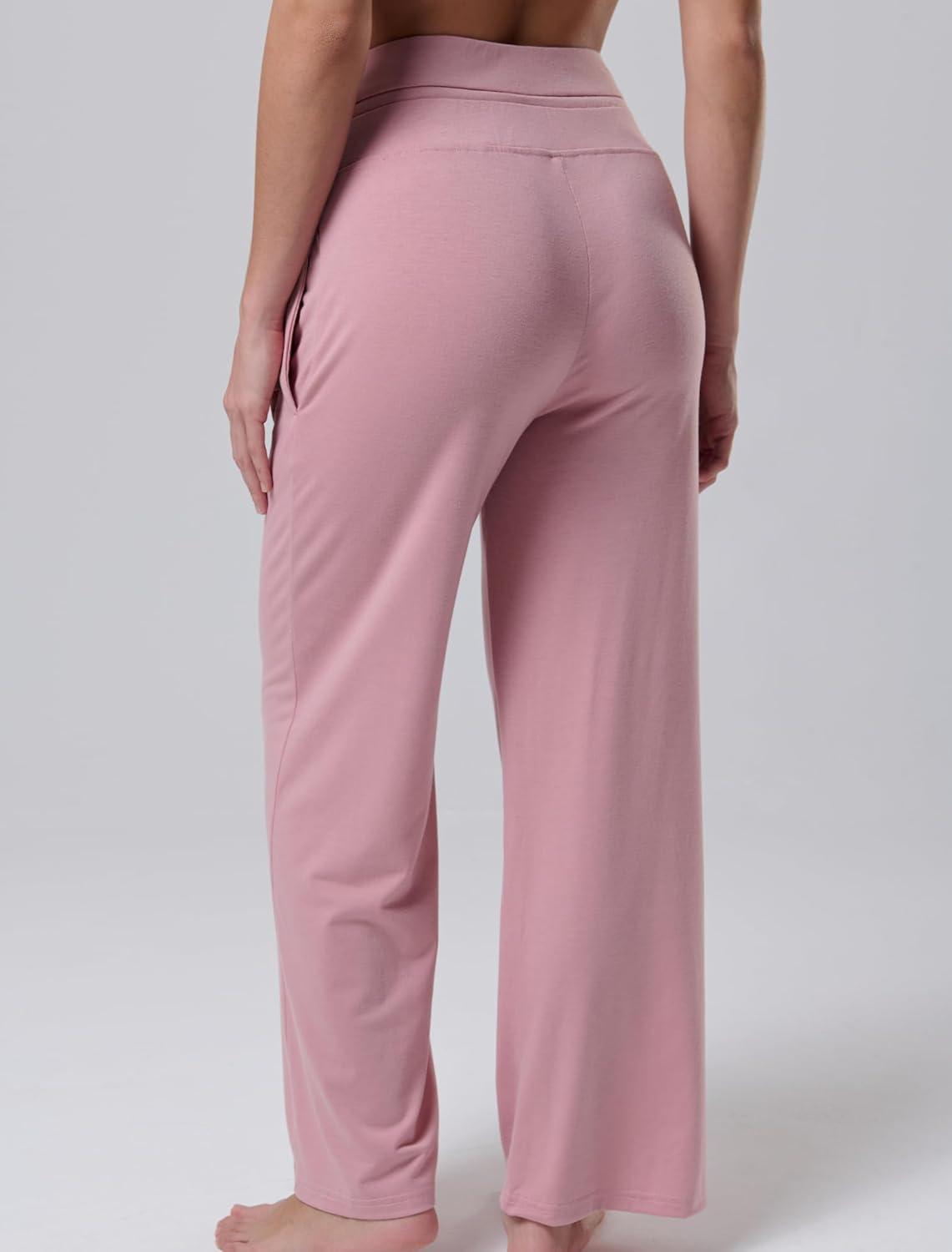 image:imageLiberty Pro Petite Womens Pajama Pants 26 Inseam Lightweight Ankle Length Wide Leg High Waisted Lounge Pants with PocketsDusty Rose