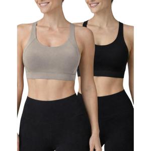 2-Pack High Impact Sports Bra for Women, Sewn-in Pads Molded Cups, Adjustable Straps for Running Gym Workout(Black/Gray)