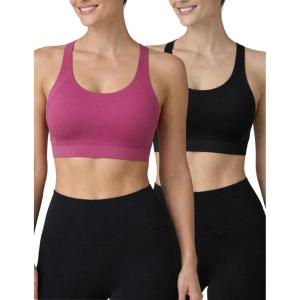2-Pack High Impact Sports Bra for Women, Sewn-in Pads Molded Cups, Adjustable Straps for Running Gym Workout(Black/Plum)