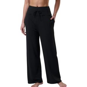 Liberty Pro Petite Women’s Pajama Pants 26” Inseam – Lightweight Ankle Length Wide Leg High Waisted Lounge Pants with Pockets(Black)