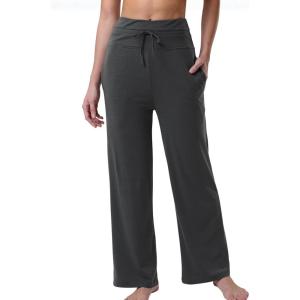 Liberty Pro Petite Women’s Pajama Pants 26” Inseam – Lightweight Ankle Length Wide Leg High Waisted Lounge Pants with Pockets(Charcoal)