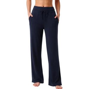 Liberty Pro Petite Women’s Pajama Pants 26” Inseam – Lightweight Ankle Length Wide Leg High Waisted Lounge Pants with Pockets(Navy)