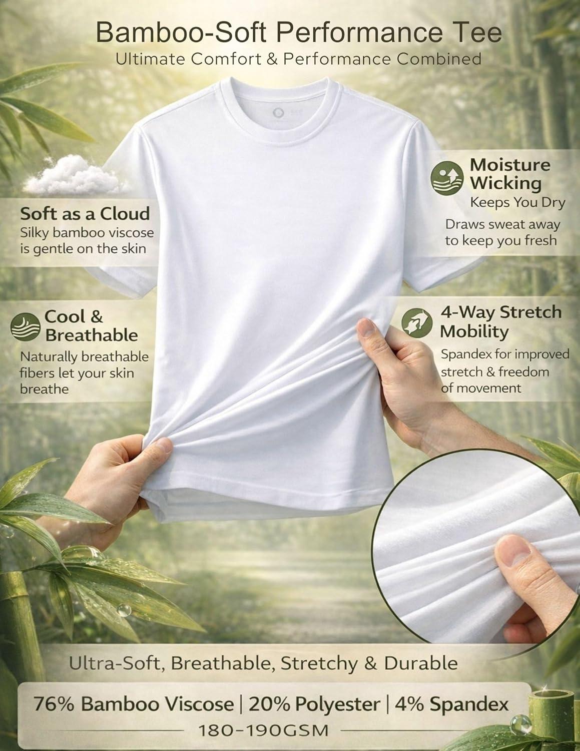 image:image3 Pack Mens Bamboo Viscose T Shirts Ultra Soft Breathable Bamboo Undershirts for Men Cooling Lounge TeesBlackBlackBlack