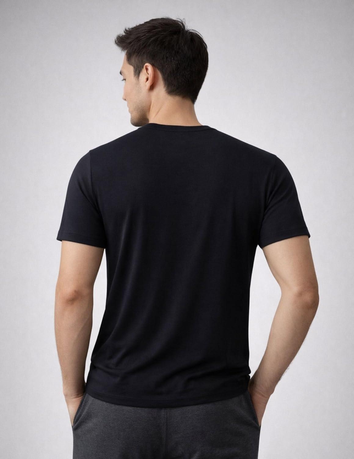 image:image3 Pack Mens Bamboo Viscose T Shirts Ultra Soft Breathable Bamboo Undershirts for Men Cooling Lounge TeesBlackBlackBlack
