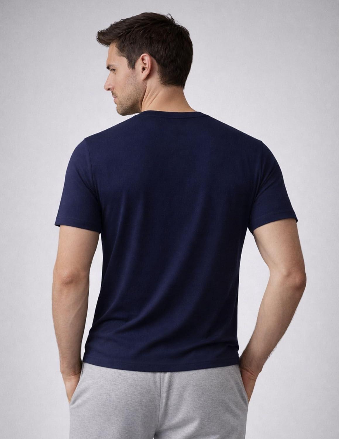 image:image3 Pack Mens Bamboo Viscose T Shirts Ultra Soft Breathable Bamboo Undershirts for Men Cooling Lounge TeesBlackGrayNavy