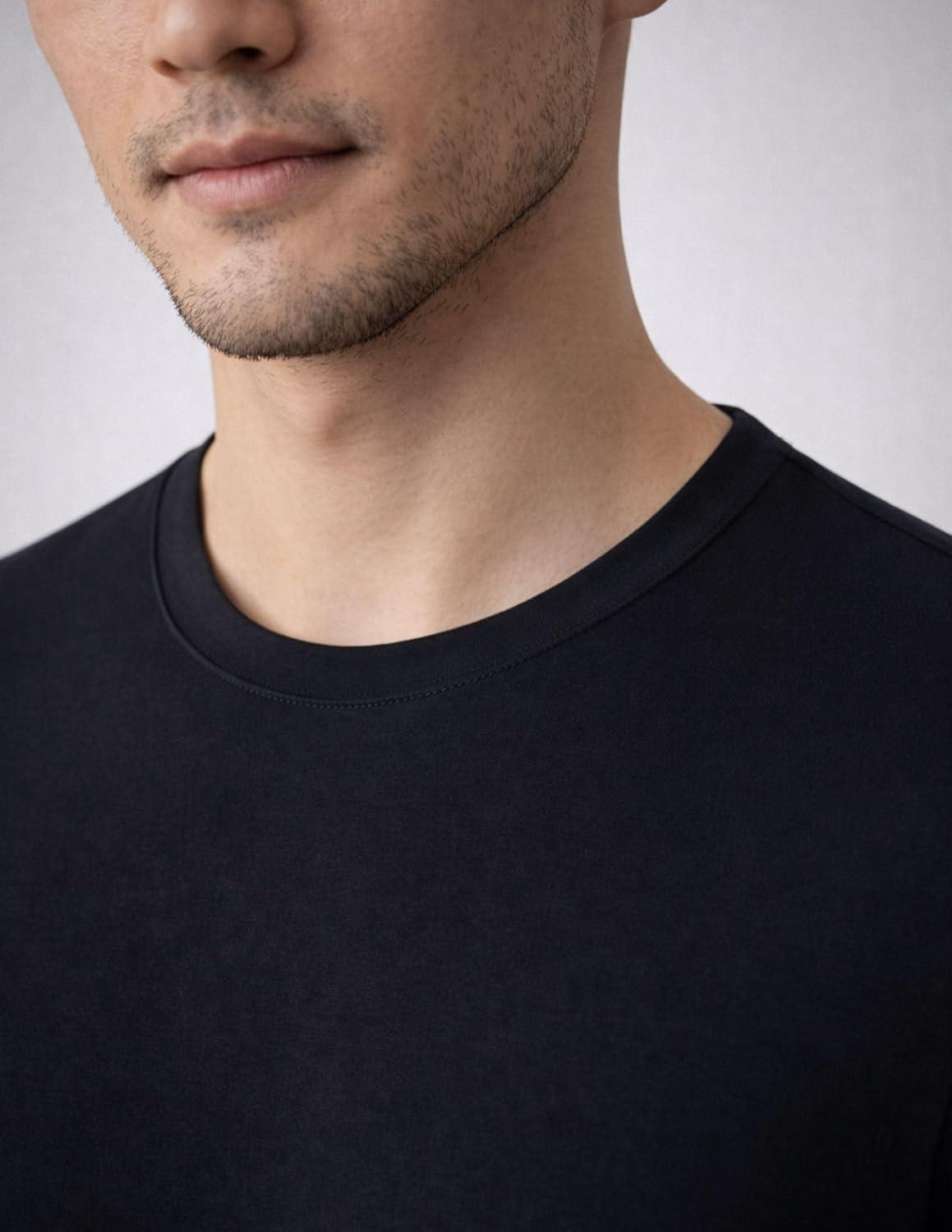 image:image3 Pack Mens Bamboo Viscose T Shirts Ultra Soft Breathable Bamboo Undershirts for Men Cooling Lounge TeesBlackWhiteGray