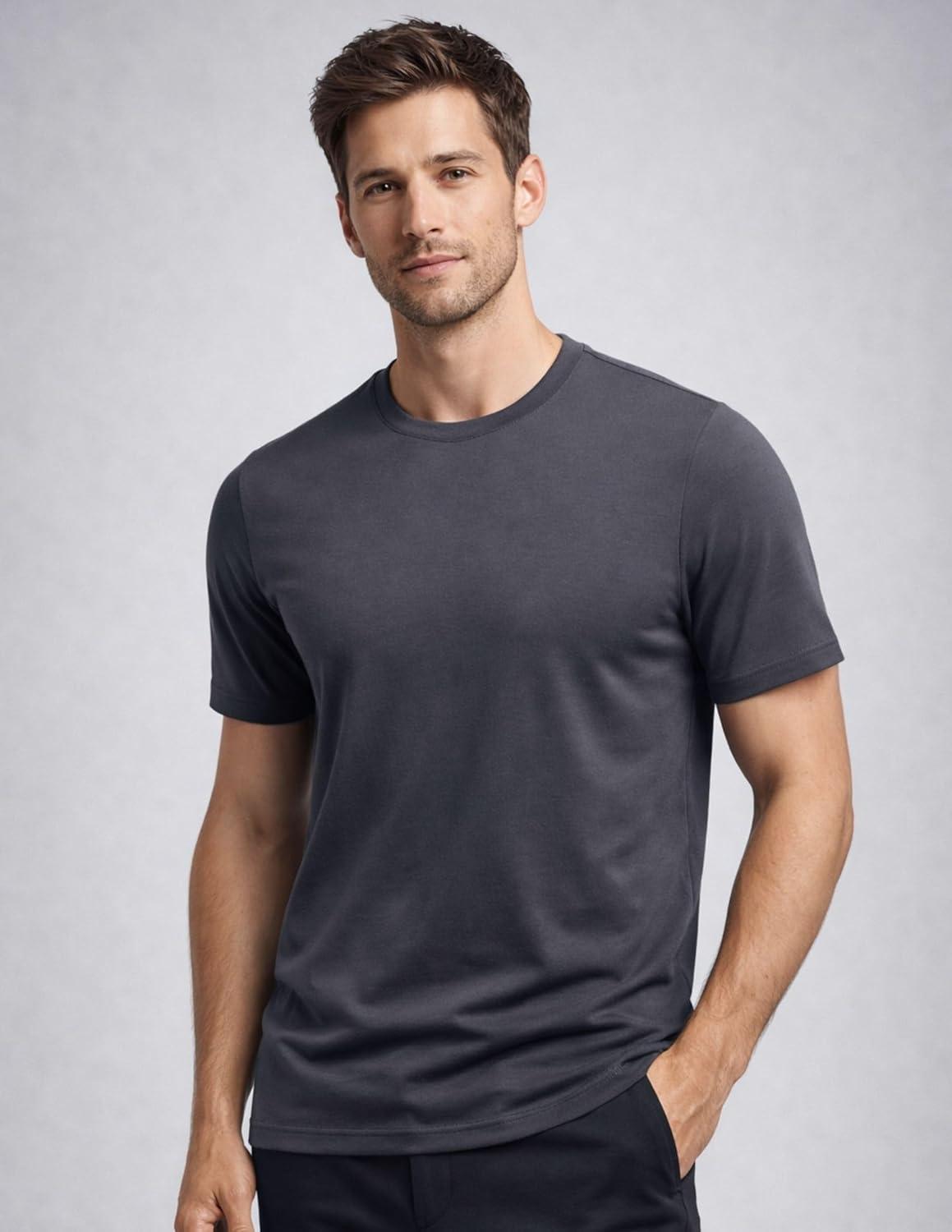 image:image3 Pack Mens Bamboo Viscose T Shirts Ultra Soft Breathable Bamboo Undershirts for Men Cooling Lounge TeesBlackWhiteGray