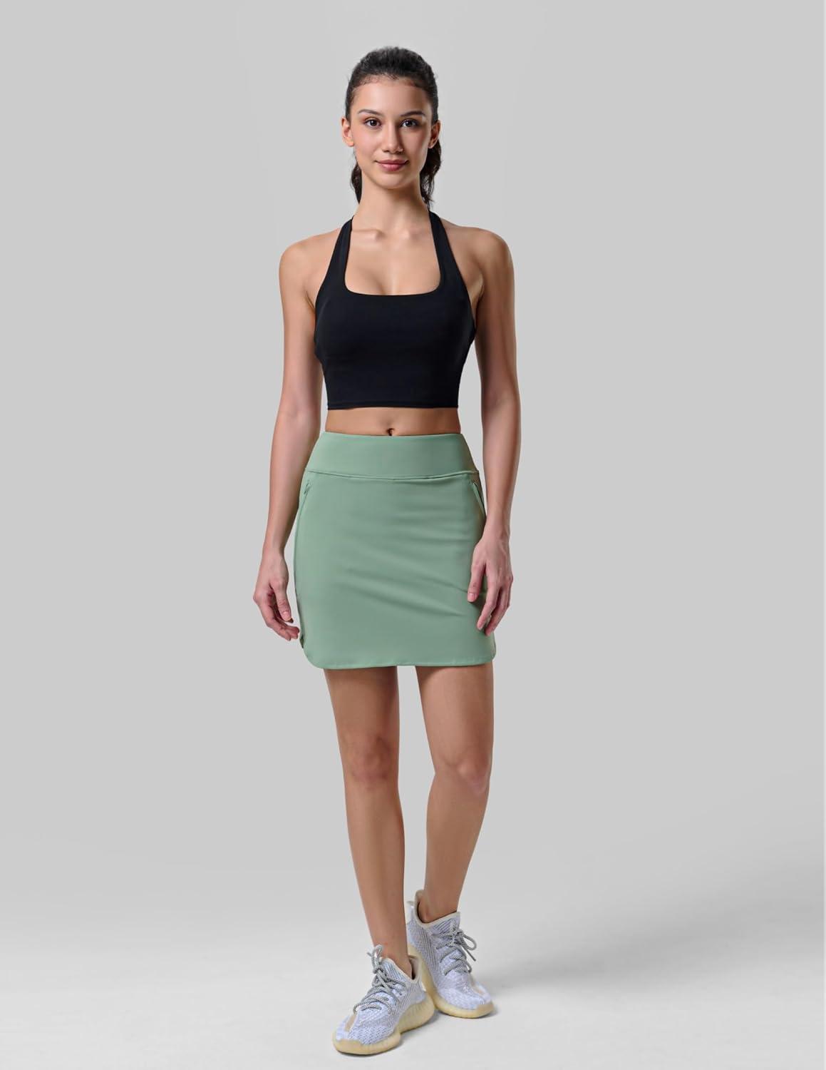 image:image3 Pack Womens Active Skorts with Pockets High Waist Athletic Skirts with Builtin Shorts for Tennis Golf WorkoutBeigeOliveBlack