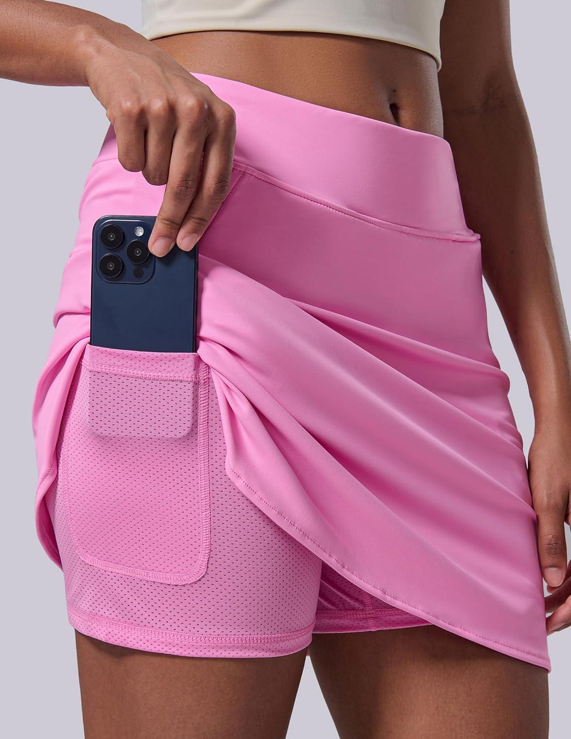 image:image3 Pack Womens Active Skorts with Pockets High Waist Athletic Skirts with Builtin Shorts for Tennis Golf WorkoutBlackWhitePink