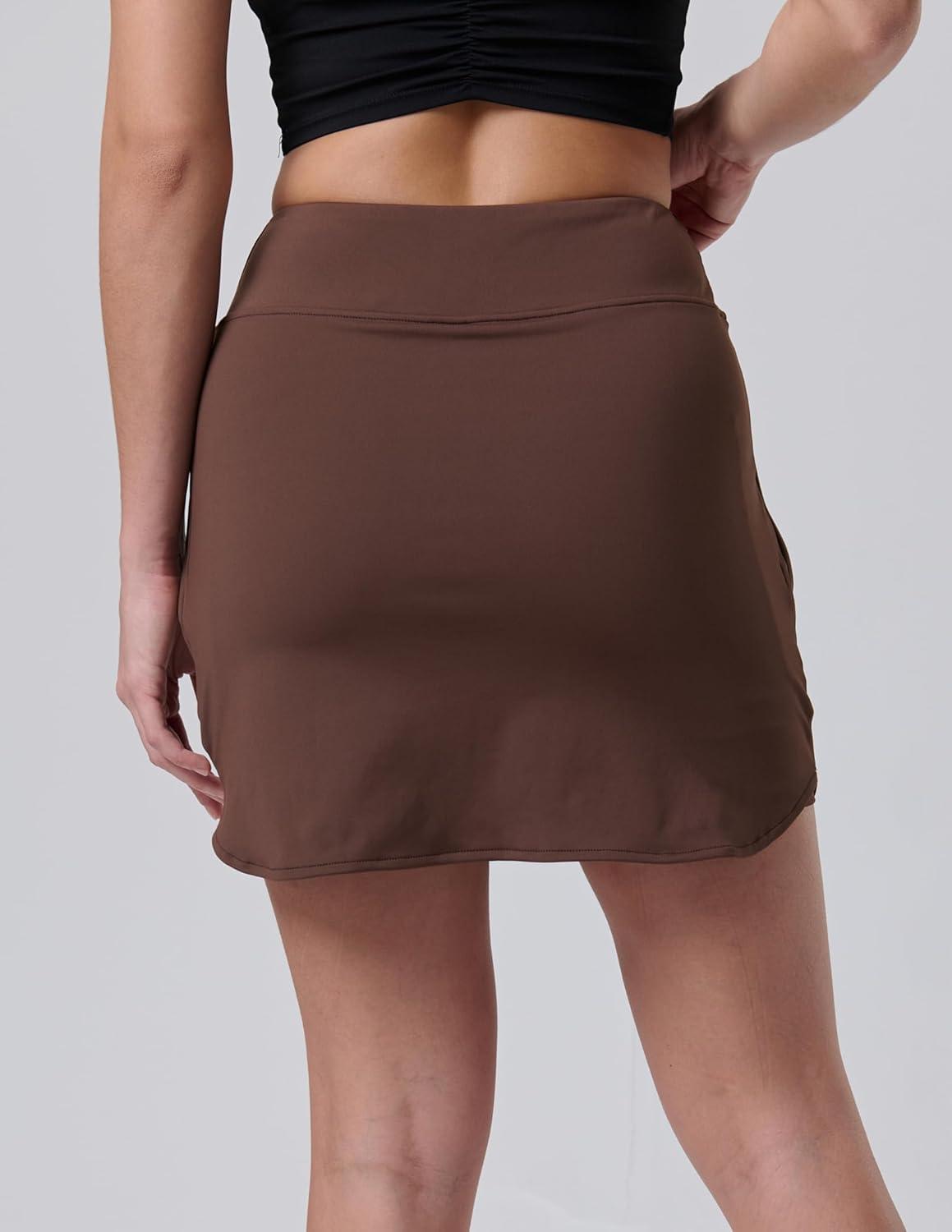 image:image3 Pack Womens Active Skorts with Pockets High Waist Athletic Skirts with Builtin Shorts for Tennis Golf WorkoutDark KhakiBrownBlack