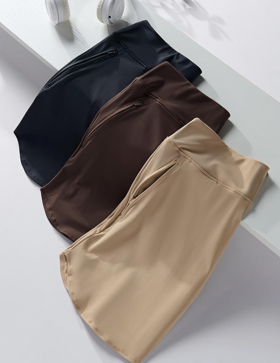 image:image3 Pack Womens Active Skorts with Pockets High Waist Athletic Skirts with Builtin Shorts for Tennis Golf WorkoutDark KhakiBrownBlack