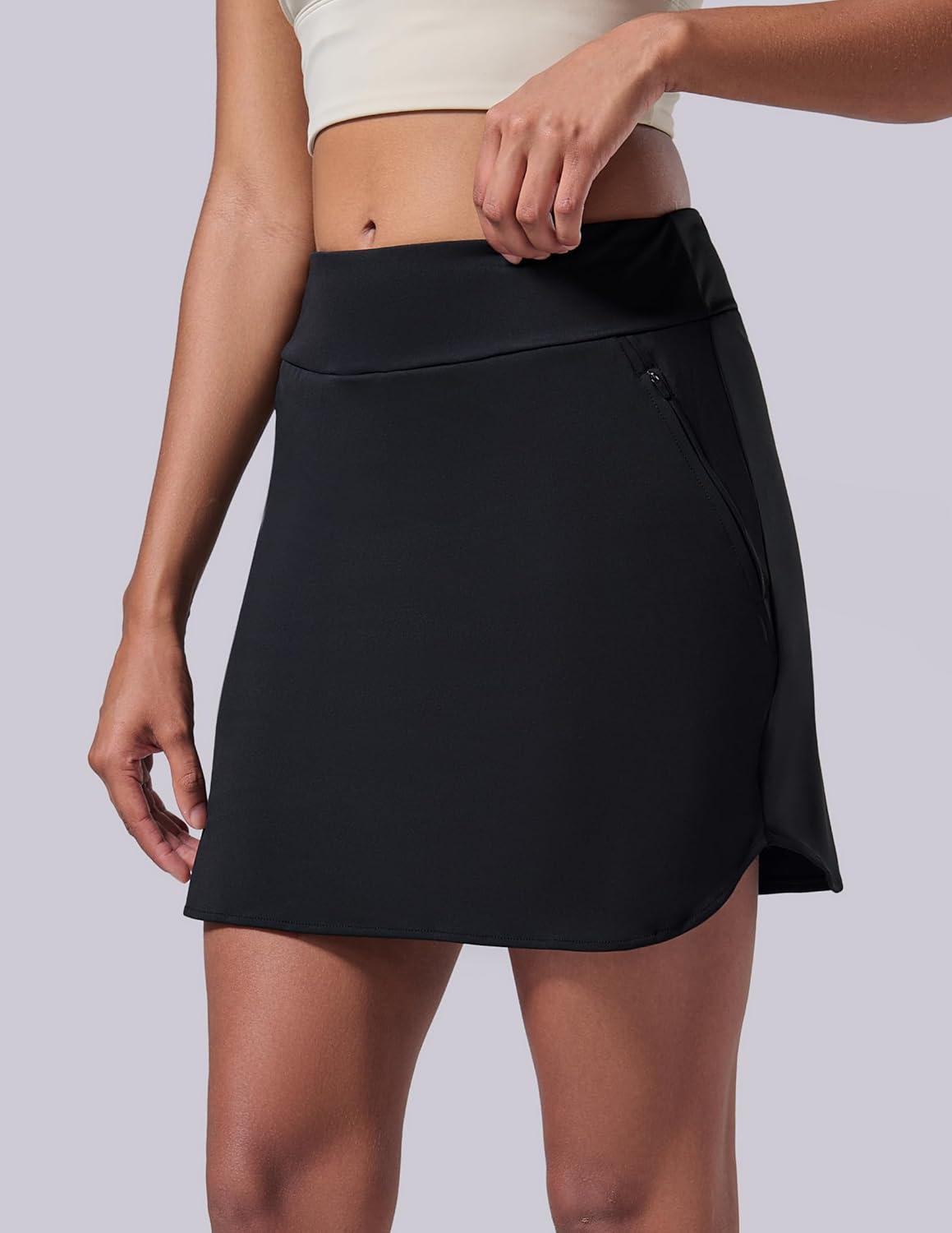 image:image3 Pack Womens Active Skorts with Pockets High Waist Athletic Skirts with Builtin Shorts for Tennis Golf WorkoutDark KhakiBrownBlack