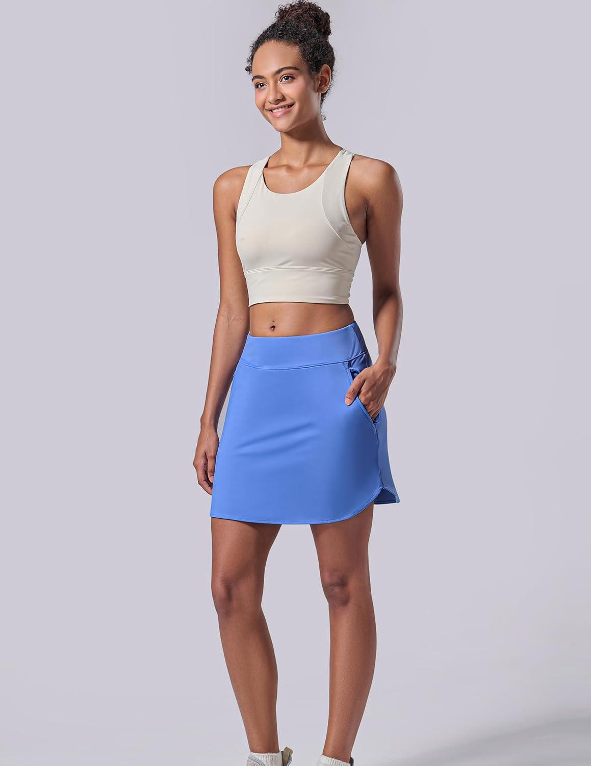 image:image3 Pack Womens Active Skorts with Pockets High Waist Athletic Skirts with Builtin Shorts for Tennis Golf WorkoutGrayKhakiDusty Blue