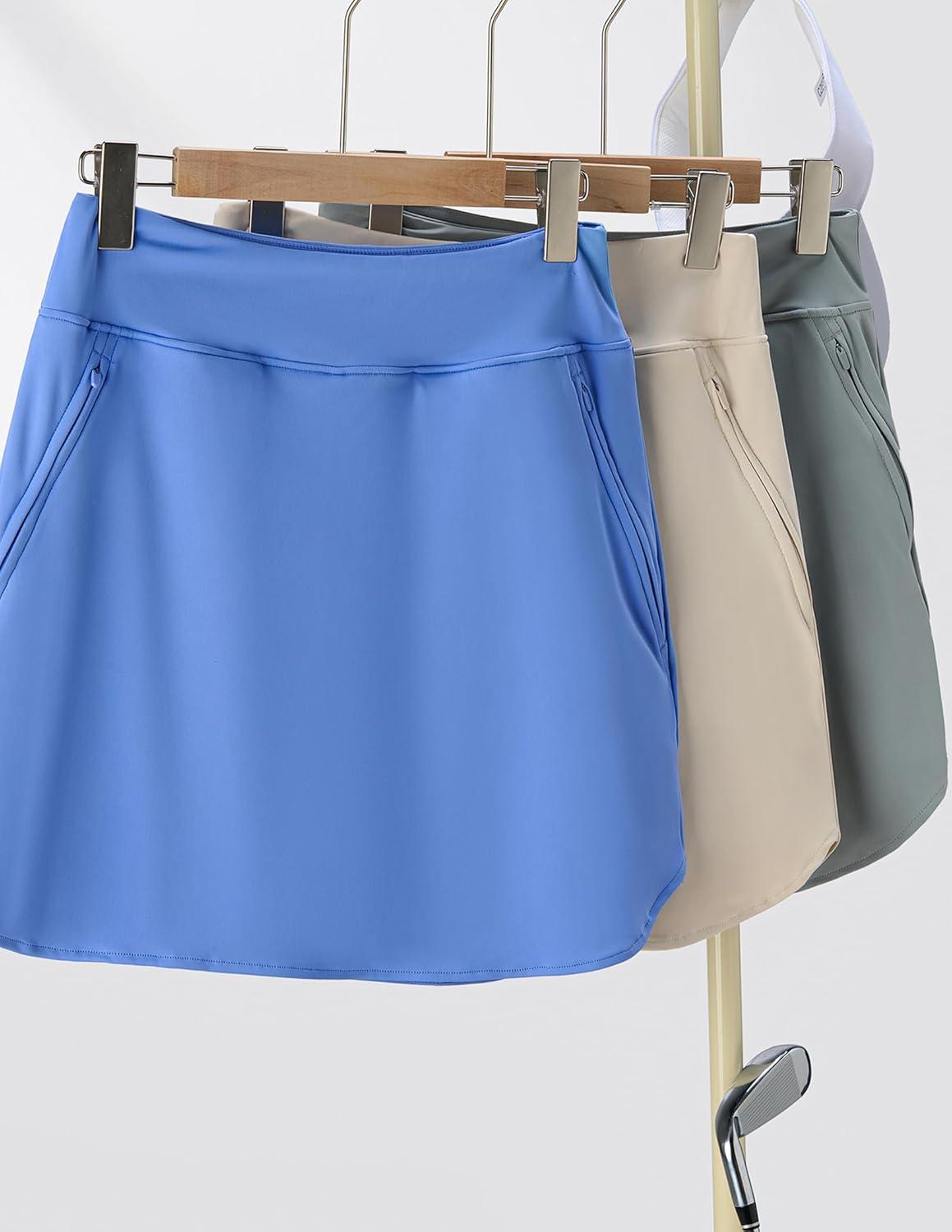 image:image3 Pack Womens Active Skorts with Pockets High Waist Athletic Skirts with Builtin Shorts for Tennis Golf WorkoutGrayKhakiDusty Blue